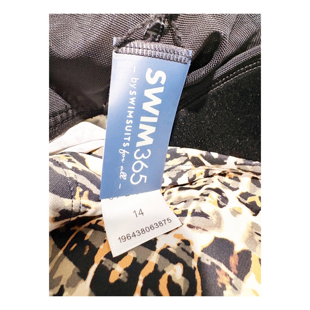 Swim365 Leopard Print Handkerchief Hem Swim Dress Brown Tan Black Size 14 - Picture 4 of 4